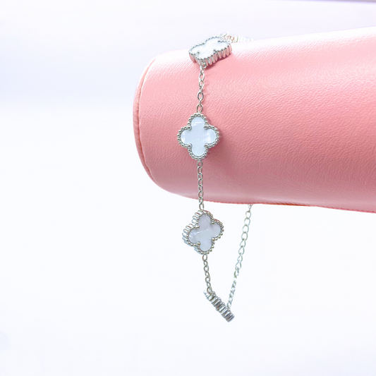 Pulsera Cleef Plateada Blanca