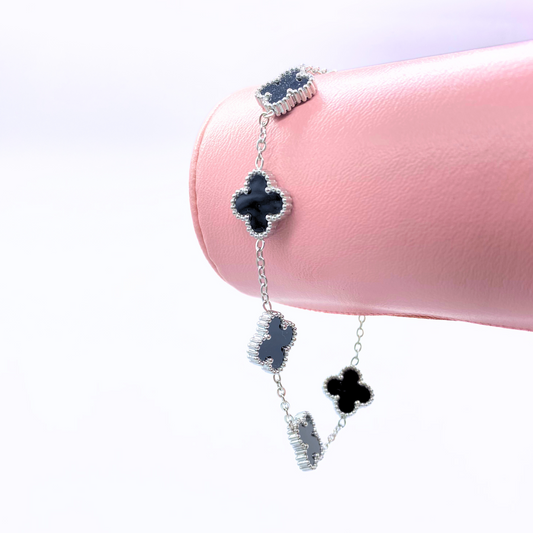 Pulsera Cleef Plateada Negra